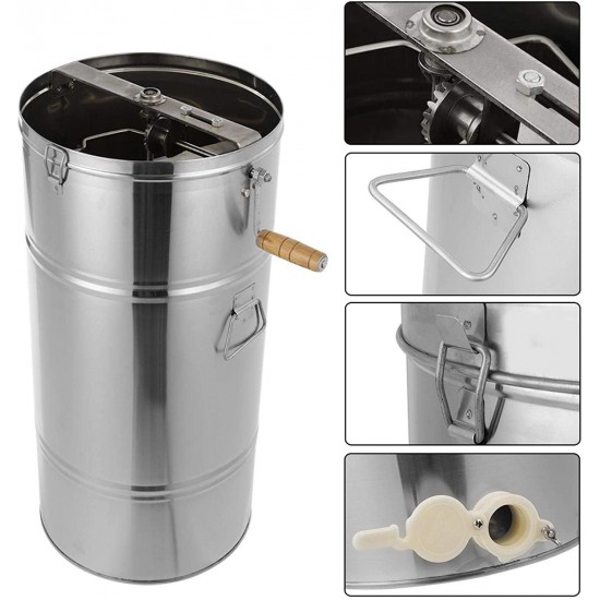 Ejoyous 2 Frames Manual Honey Extractor, Stainless Steel Honeycomb Drum Spinner Bee Honey Extractor Separator Beekeeping Centrifuge Equipment for Beekeeper