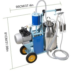 Electric Milking Machine 1440rmp Pulsation Vacuum Pump Milker for Livestock Farm Automatic Cow Goat Milking Suction Machine with 25L/6.6Gallon Stainless Steel Bucket 110V(Deliver Within 3-7Days)