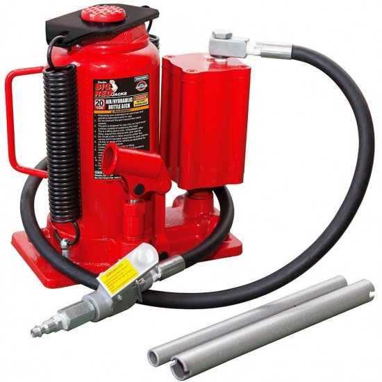 BIG RED TA92006 Torin Pneumatic Air Hydraulic Bottle Jack with Manual Hand Pump, 20 Ton (40,000 lb) Capacity, Red