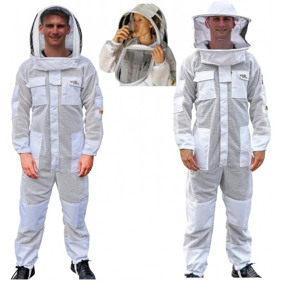 Oz Armour Beekeeping Suit Ventilated Super Cool Air Mesh with Fencing & Round Brim Hat (Medium)