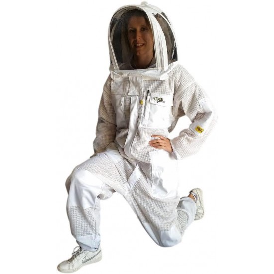 OZ ARMOUR Full Beekeeping Suit 3 Layer Ventilated Beekeeper Costume with Fencing Hood (Medium)