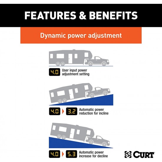 CURT 51140 TriFlex Electric Trailer Brake Controller, Proportional