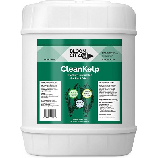 Organic Liquid Seaweed and Kelp Fertilizer Supplement by Bloom City, 5 Gallon (640 oz) Concentrated Makes 3750 Gallons