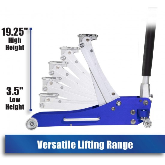 Arcan 2-Ton Quick Rise Aluminum Floor Jack with Dual Pump Pistons & Reinforced Lifting Arm (A20017 / ALJ2T)