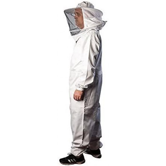 Forest Beekeeping Supply - Premium Cotton Beekeeping Suit With Round Veil | Suitable For Beginner and Commercial Beekeepers | Includes Metal Brass Zippers | Thumb Straps | Hive Tool Pockets - (Small)