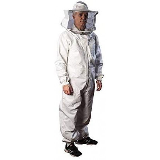 Forest Beekeeping Supply - Premium Cotton Beekeeping Suit With Round Veil | Suitable For Beginner and Commercial Beekeepers | Includes Metal Brass Zippers | Thumb Straps | Hive Tool Pockets - (Small)