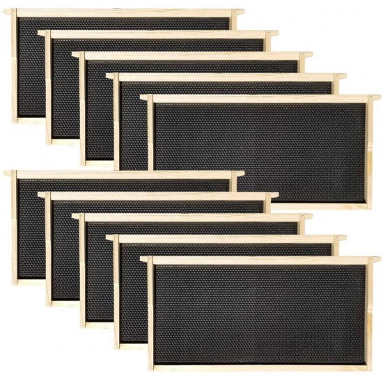 Hoover Hives - Deep Frames & Foundations (100 Pack) - Langstroth Beehive Wooden Frames, Black Food Grade Plastic Foundations Dipped in Natural Beeswax