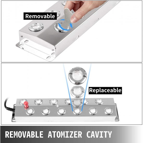 Happybuy 12 Head Ultrasonic Mist Maker Fogger 3.5A36V 350W Mist Maker Fogger Air Humidifier w/Transformer Accessories for Industrial Scenic Agriculture Greenhouse Hydroponics Garden/Lawn/Pond