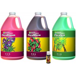 FloraGro, FloraBloom, FloraMicro Set + 1oz Floralicious Plus (Gallons)