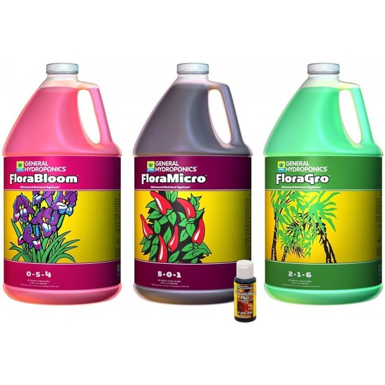 FloraGro, FloraBloom, FloraMicro Set + 1oz Floralicious Plus (Gallons)