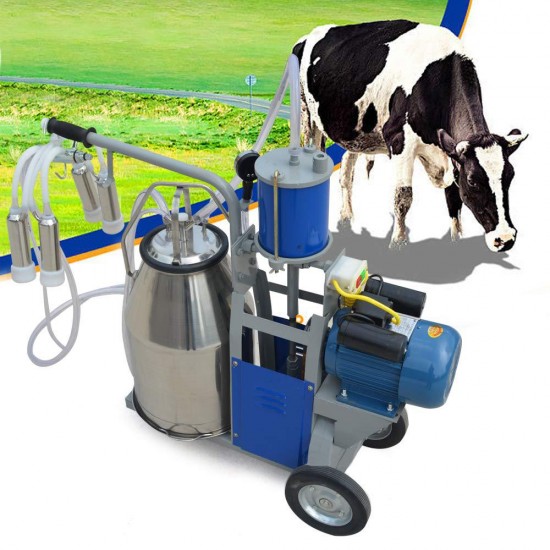 DYRABREST Electric Milking Machine,25L Adjuatable Pulsation Milking Machines with Stainless Steel Milk Tank and Operating Manual,Milking Machine for Cows,1-12 Cattle/Hour