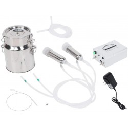 Electric Milking Machin Kit, 14L Charging Portable Household Electric Goat Cow Milking Machine Milker with Vacuum-Pulse Pump(For Cows US Plug)