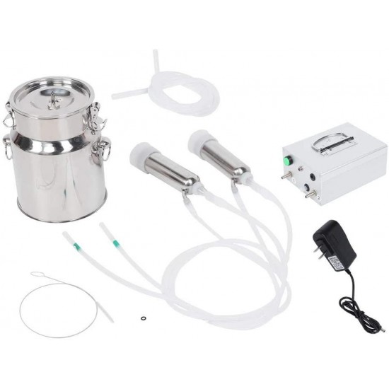 Electric Milking Machin Kit, 14L Charging Portable Household Electric Goat Cow Milking Machine Milker with Vacuum-Pulse Pump(For Cows US Plug)