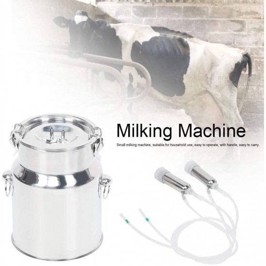 Electric Milking Machin Kit, 14L Charging Portable Household Electric Goat Cow Milking Machine Milker with Vacuum-Pulse Pump(For Cows US Plug)