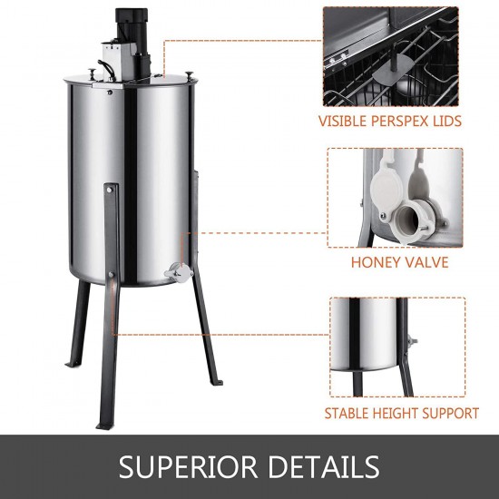 BestEquip Electric Honey Extractor Separator 2 Frame Bee Extractor Stainless Steel Honeycomb Spinner Crank. Beekeeping Extraction Apiary Centrifuge Equipment