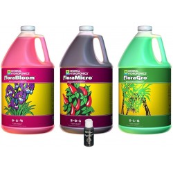 General Hydroponics FloraGro, FloraBloom, FloraMicro Combo Fertilizer set + 1oz Rapidstart (Gallons)