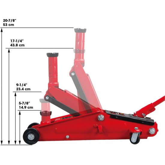 BIG RED T83006 Torin Hydraulic Trolley Service/Floor Jack with Extra Saddle (Fits: SUVs and Extended Height Trucks): 3 Ton (6,000 lb) Capacity, Red