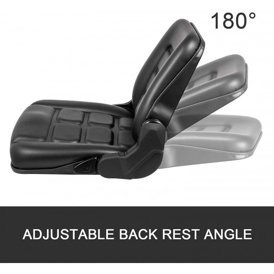 Bestauto Universal Forklift Seat Folding Replacement, Fulll Suspension Seat With 180° Adjustable Backrest Angle, Fits Most Heavy Mechanical Seat