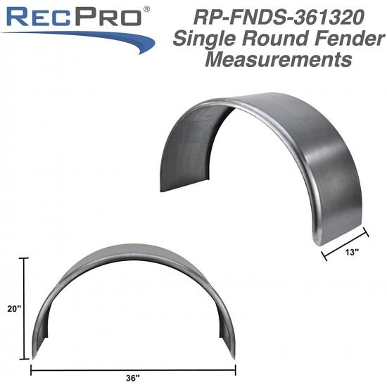 RecPro Round Steel Trailer Fenders Single Axle 36