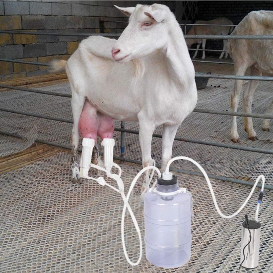 eecoo 5L Electric Goat Cow Milking Kit Portable Vacuum-Pulse Pump Milking Machine Minitype Portable Double Head Milker Machine(for Goat/Cow)