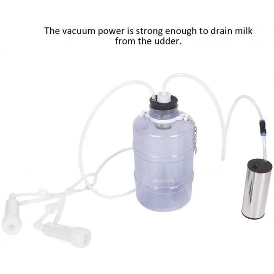 eecoo 5L Electric Goat Cow Milking Kit Portable Vacuum-Pulse Pump Milking Machine Minitype Portable Double Head Milker Machine(for Goat/Cow)