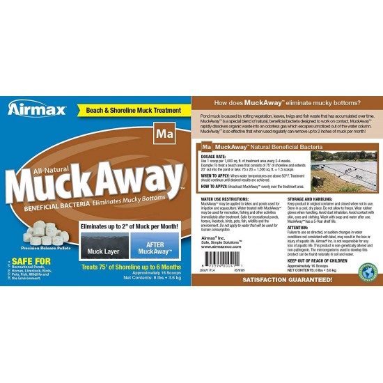 Airmax MuckAway, Natural Pond Muck Reducer, Removes Up to 2