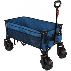 Timber Ridge Outdoor Collapsible Wagon Utility Folding Cart Heavy Duty All Terrain Wheels for Shopping Camping Garden Beach with Side Bag and Cup Holders