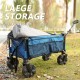 Timber Ridge Outdoor Collapsible Wagon Utility Folding Cart Heavy Duty All Terrain Wheels for Shopping Camping Garden Beach with Side Bag and Cup Holders