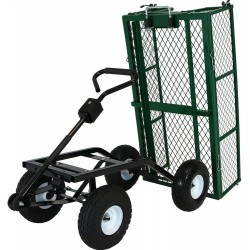 Sunnydaze Utility Steel Dump Garden Cart, Outdoor Lawn Wagon with Removable Sides, Heavy-Duty 660 Pound Capacity, Green