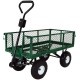 Sunnydaze Utility Steel Dump Garden Cart, Outdoor Lawn Wagon with Removable Sides, Heavy-Duty 660 Pound Capacity, Green