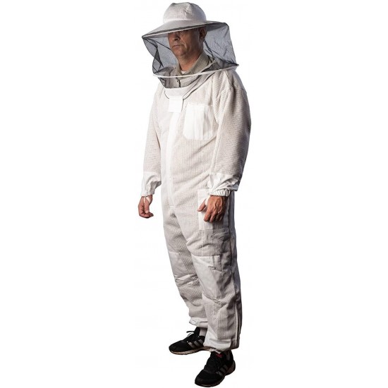 Forest Beekeeping Supply Premium Ventilated Beekeeping Suit With Round Hood | Suitable For Beginner and Commercial Beekeepers | Metal Brass Zippers | Thumb Straps | Hive Tool Pockets (X-Large)