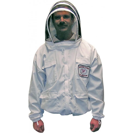 Mann Lake CV140 Cotton/Polyester Pollinator Jacket with Veil, White, Large