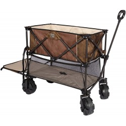 Timber Ridge Folding Double Decker Wagon Heavy Duty Collapsible Cart with Big Wheels for Beach Shopping Garden