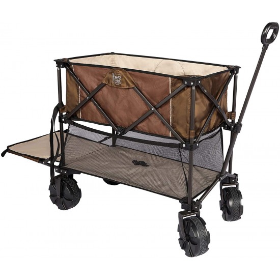 Timber Ridge Folding Double Decker Wagon Heavy Duty Collapsible Cart with Big Wheels for Beach Shopping Garden