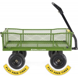 Gorilla Carts 4 Cu. Steel Utility Cart with No-Flat Tires, Green ( Exclusive)