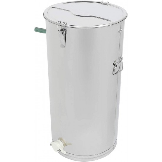 Stainless Steel 30 inches 2 Frame Manual Honey Bee Extractor Drum Silver Hygienic Durable Sturdy Portable Heavy Duty Ergonomic Handle for Home Beekeepers Beekeeping Farmhouse Equipment Parts