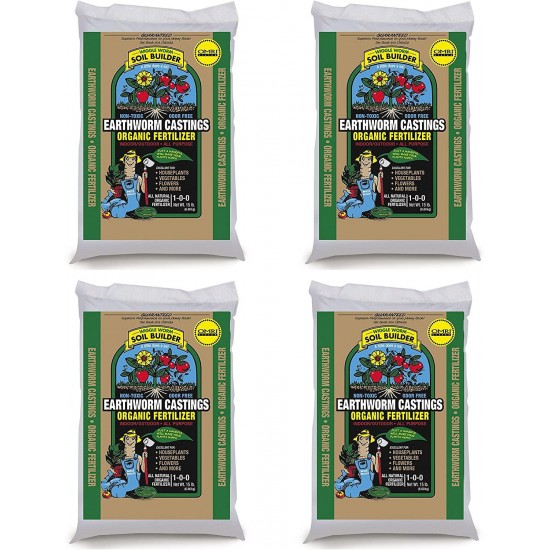 Unco Industries Wiggle Worm Organic Earthworm Castings Fertilizer, bLUDXb 4 Pack (15 Pounds)