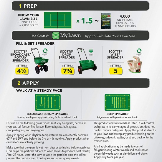 Scotts 10,000 Sq. Ft Turf Builder Triple Action | Kills Weeds Including Dandelions & Clover | Prevents Crabgrass, Feeds & Fertilizes To Build Thick Green Lawns | 26002 Model