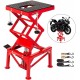 VEVOR Motorcycle Jack, Hydraulic Motorcycle Scissor Jack with 300LBS Load Capacity, Portable Lift Table, Adjustable Motorcycle Lift Jack, Red Motorcycle Lift Stand with Fastening Straps