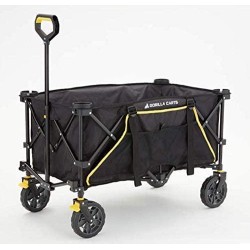 Gorilla Carts GCSW-7P 7 Cu. Ft. Collapsible Folding Outdoor Utility Wagon with Oversized Bed, Black