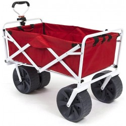 Mac Sports Heavy Duty Collapsible Folding All Terrain Utility Wagon Beach Cart - Red/White