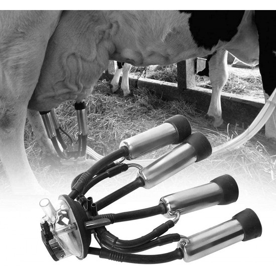 QHWJ Milker Machine Parts Milking Cluster, 240CC Cow Milking Cluster Milk Cup Set with a Hook, Easy to Hang and Carry, Suitable for Vacuum Pump Milking Machine