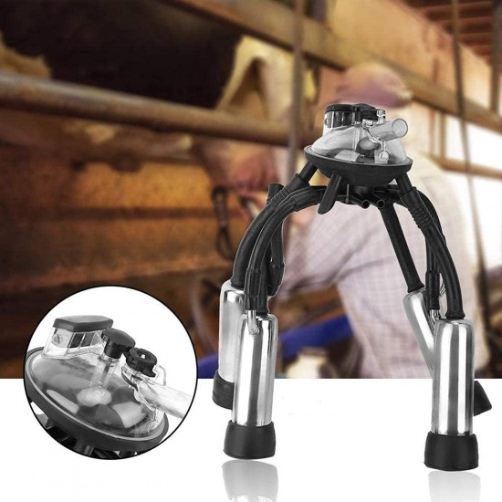 QHWJ Milker Machine Parts Milking Cluster, 240CC Cow Milking Cluster Milk Cup Set with a Hook, Easy to Hang and Carry, Suitable for Vacuum Pump Milking Machine