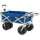 MacSports Heavy Duty Collapsible Folding All Terrain Utility Wagon Cart with Side Table, Blue/White