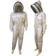 Three Layer Beekeeping Ventilated Suit and Jacket Fully Protection Beekeepers Ultra Ventilated Bee Suit and Bees Jacket with Fencing Veil and Round Veil (XL, White Fencing Veil)