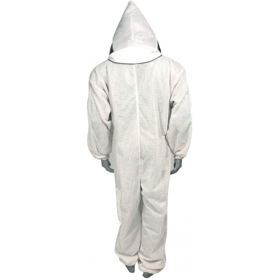 Three Layer Beekeeping Ventilated Suit and Jacket Fully Protection Beekeepers Ultra Ventilated Bee Suit and Bees Jacket with Fencing Veil and Round Veil (XL, White Fencing Veil)