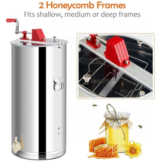 2 Frame Honey Extractor Manual Crank Honey Separator Beekeeping Equipment