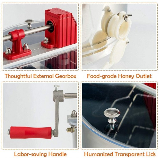 2 Frame Honey Extractor Manual Crank Honey Separator Beekeeping Equipment