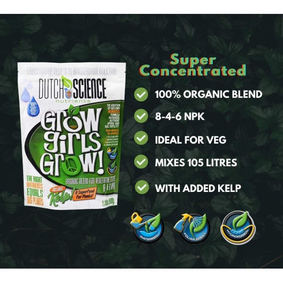 Dutch Science Nutrients Trio Plus Pack - Grow Girls Grow (1.1 lb), Bloom Nutrients (1.1 lb), Cal-Mag Plus Humates (1.1 lb) for Full Cycle Grows