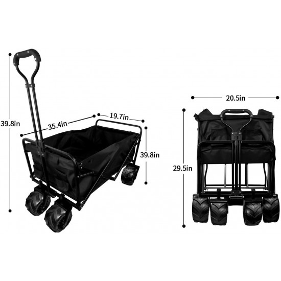 Wagon Collapsible with Beach Wheels Outdoor Utility Folding Camping Beach Cart Heavy Duty